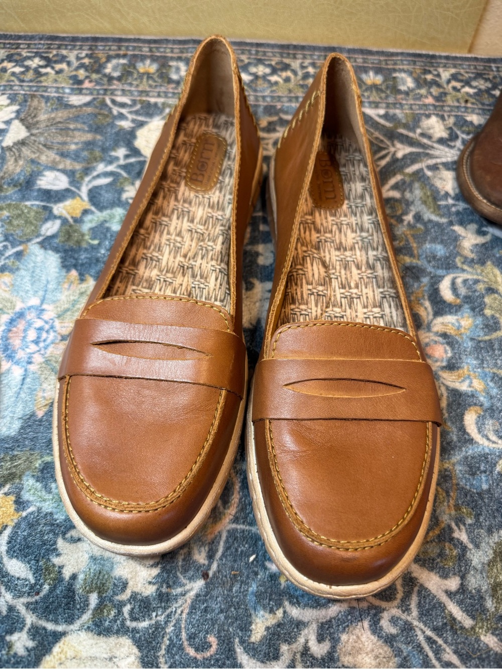 Born Women's Cognac Leather Penny Loafers